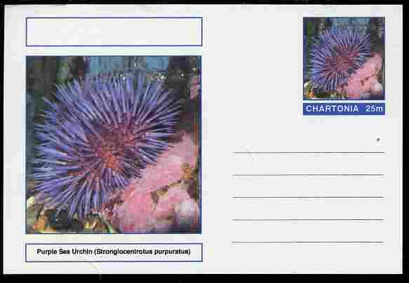 Chartonia (Fantasy) Marine Life - Purple Sea Urchin (Stronglocentrotus purpuratus) postal stationery card unused and fine, stamps on marine life, stamps on 