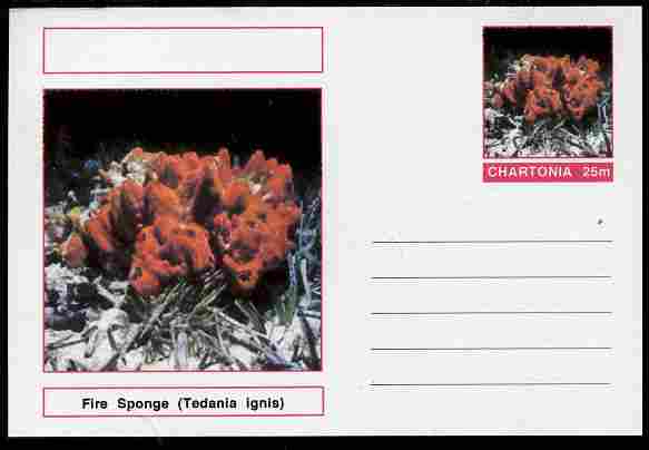Chartonia (Fantasy) Marine Life - Fire Sponge (Tedania ignis) postal stationery card unused and fine, stamps on marine life, stamps on 