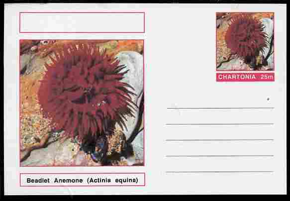 Chartonia (Fantasy) Marine Life - Beadlet Anemone (Actinia equina) postal stationery card unused and fine, stamps on marine life, stamps on 
