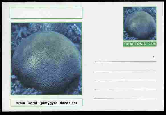 Chartonia (Fantasy) Coral - Brain Coral (platygyra daedalea) postal stationery card unused and fine, stamps on marine life, stamps on coral