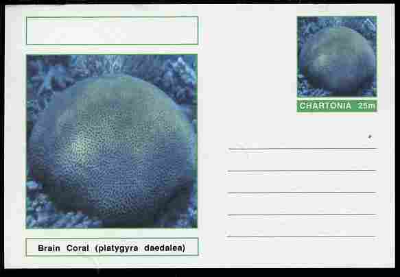 Chartonia (Fantasy) Coral - Brain Coral (platygyra daedalea) postal stationery card unused and fine, stamps on , stamps on  stamps on marine life, stamps on  stamps on coral