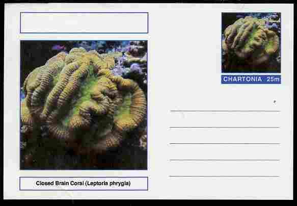 Chartonia (Fantasy) Coral - Closed Brain Coral (Leptoria phrygia) postal stationery card unused and fine, stamps on marine life, stamps on coral