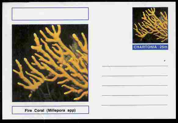 Chartonia (Fantasy) Coral - Fire Coral (Millepora spp) postal stationery card unused and fine, stamps on , stamps on  stamps on marine life, stamps on  stamps on coral