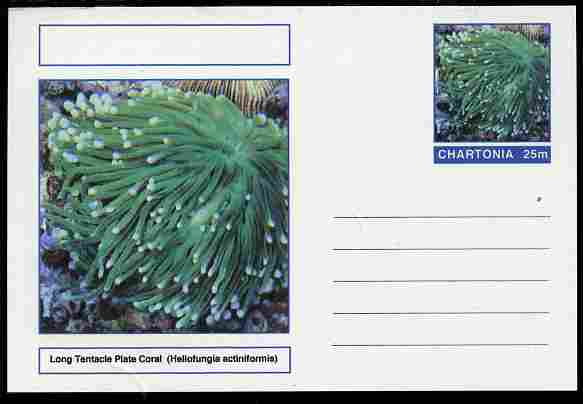 Chartonia (Fantasy) Coral - Long Tentacle Plate Coral (Heliofungia actiniformis) postal stationery card unused and fine, stamps on marine life, stamps on coral