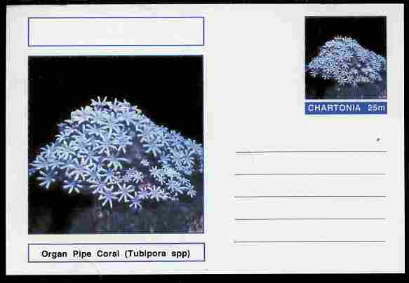 Chartonia (Fantasy) Coral - Organ Pipe Coral (Tubipora spp) postal stationery card unused and fine, stamps on marine life, stamps on coral