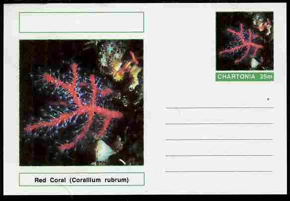 Chartonia (Fantasy) Coral - Red Coral (Corallium rubrum) postal stationery card unused and fine, stamps on marine life, stamps on coral