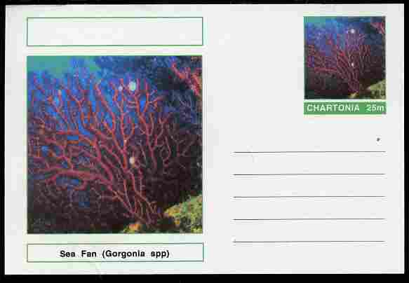 Chartonia (Fantasy) Coral - Sea Fan (Gorgonia spp) postal stationery card unused and fine, stamps on marine life, stamps on coral