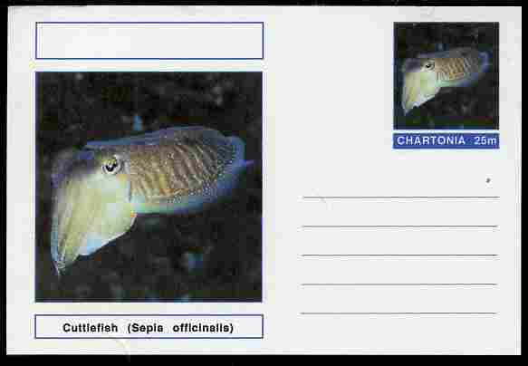 Chartonia (Fantasy) Marine Life - Cuttlefish (Sepia officinalis) postal stationery card unused and fine, stamps on , stamps on  stamps on marine life, stamps on  stamps on 