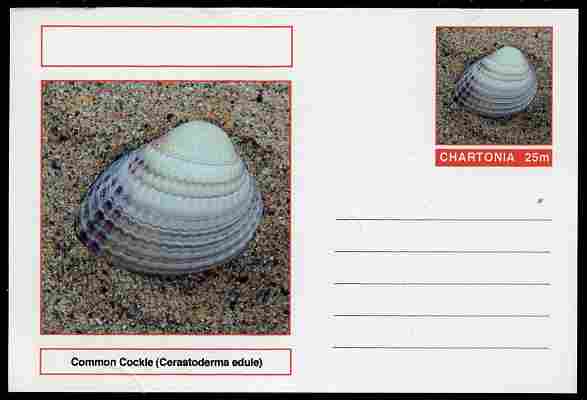 Chartonia (Fantasy) Shells - Common Cockle (Cerastoderma edule) postal stationery card unused and fine, stamps on marine life, stamps on shells