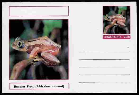 Chartonia (Fantasy) Amphibians - Banana Frog (Afrixalus morerei) postal stationery card unused and fine, stamps on , stamps on  stamps on amphibians, stamps on  stamps on frogs, stamps on  stamps on toads