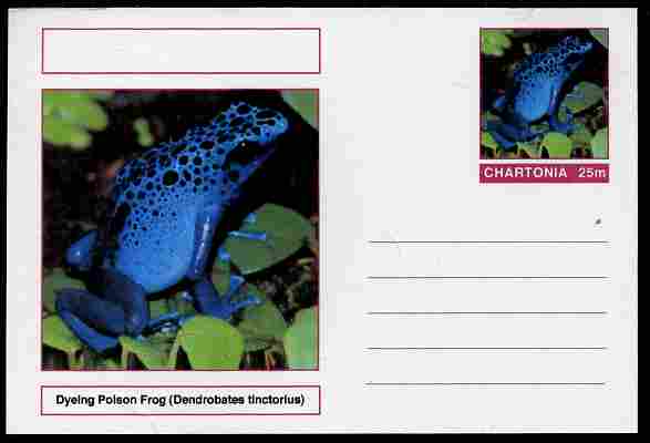 Chartonia (Fantasy) Amphibians - Dyeing Poison Frog (Dendrobates tinctorius) postal stationery card unused and fine, stamps on amphibians, stamps on frogs, stamps on toads