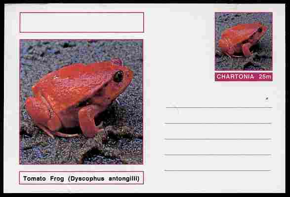 Chartonia (Fantasy) Amphibians - Tomato Frog (Dyscophus antongilii) postal stationery card unused and fine, stamps on amphibians, stamps on frogs, stamps on toads