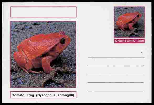 Chartonia (Fantasy) Amphibians - Tomato Frog (Dyscophus antongilii) postal stationery card unused and fine, stamps on , stamps on  stamps on amphibians, stamps on  stamps on frogs, stamps on  stamps on toads