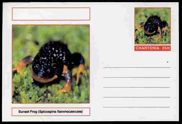 Chartonia (Fantasy) Amphibians - Sunset Frog (Spicospina flammocaerulea) postal stationery card unused and fine, stamps on , stamps on  stamps on amphibians, stamps on  stamps on frogs, stamps on  stamps on toads