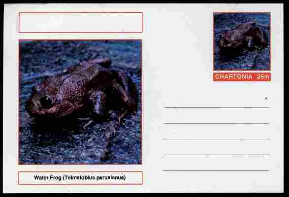 Chartonia (Fantasy) Amphibians - Water Frog (Telmatobius peruvianus) postal stationery card unused and fine, stamps on amphibians, stamps on frogs, stamps on toads