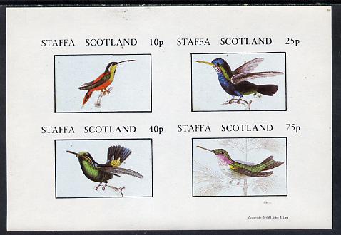 Staffa 1981 Hummingbirds #02 imperf,set of 4 values (10p to 75p) unmounted mint , stamps on , stamps on  stamps on birds    humming-birds, stamps on  stamps on hummingbirds