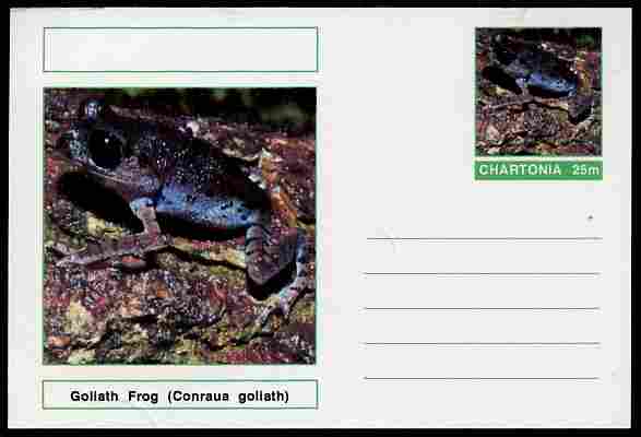 Chartonia (Fantasy) Amphibians - Goliath Frog (Conraua goliath) postal stationery card unused and fine, stamps on , stamps on  stamps on amphibians, stamps on  stamps on frogs, stamps on  stamps on toads