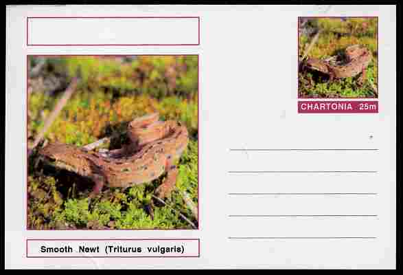 Chartonia (Fantasy) Amphibians - Smooth Newt (Triturus vulgaris) postal stationery card unused and fine, stamps on amphibians, stamps on newts