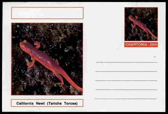 Chartonia (Fantasy) Amphibians - California Newt (Taricha Torosa) postal stationery card unused and fine, stamps on amphibians, stamps on newts