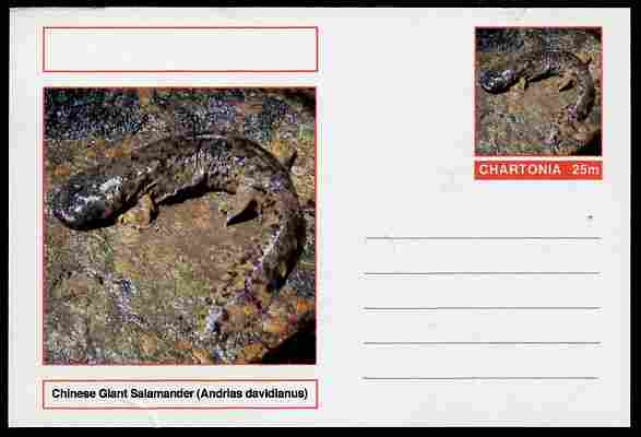 Chartonia (Fantasy) Amphibians - Chinese Giant Salamander (Andrias davidianus) postal stationery card unused and fine, stamps on , stamps on  stamps on amphibians, stamps on  stamps on salamanders