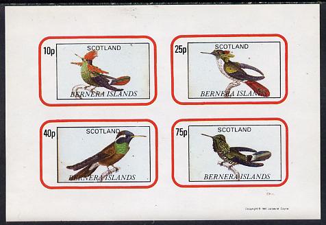Bernera 1981 Exotic Birds imperf  set of 4 values (10p to 75p) unmounted mint , stamps on birds