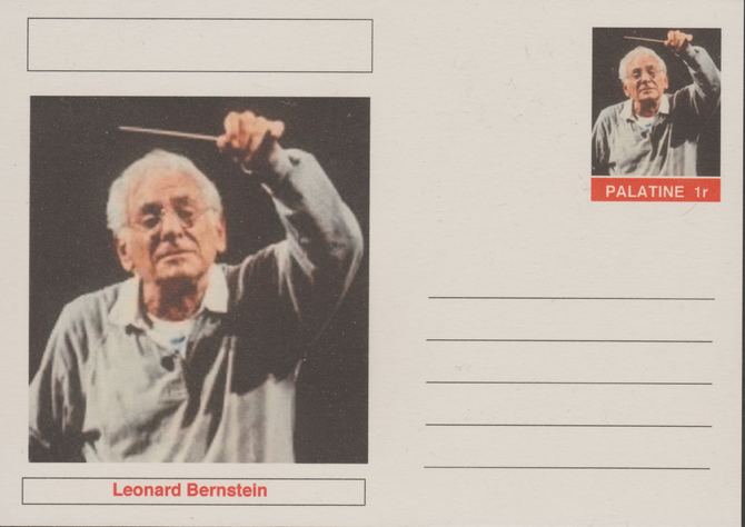 Palatine (Fantasy) Personalities - Leonard Bernstein (composer) postal stationery card unused and fine, stamps on , stamps on  stamps on personalities, stamps on  stamps on music, stamps on  stamps on composers, stamps on  stamps on 