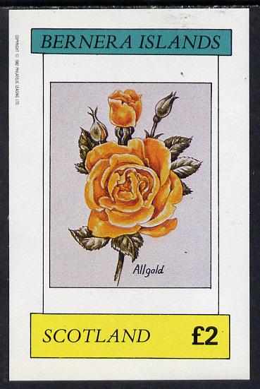 Bernera 1982 Roses (Allgold) imperf deluxe sheet (Â£2 value) unmounted mint, stamps on , stamps on  stamps on flowers    roses