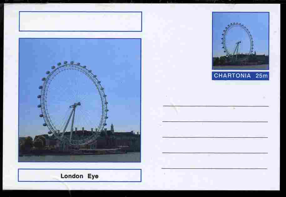 Chartonia (Fantasy) Landmarks - London Eye postal stationery card unused and fine, stamps on , stamps on  stamps on tourism, stamps on  stamps on london