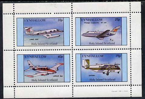 Eynhallow 1981 Aircraft  #1 (Lear Jet, Hawker Siddley, Cessna 320 & Skyvan) perf  set of 4 values (10p to 75p) unmounted mint, stamps on aviation  
