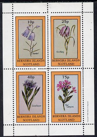 Bernera 1981 Flowers #01 (Harebell, Fritillary, Cornflower & Red Campion) perf  set of 4 values (10p to 75p) unmounted mint, stamps on flowers