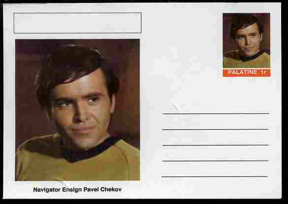 Palatine (Fantasy) Star Trek - Navigator Ensign Pavel Chekov postal stationery card unused and fine, stamps on , stamps on  stamps on personalities, stamps on  stamps on  tv , stamps on  stamps on space