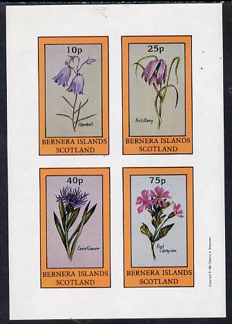 Bernera 1981 Flowers #01 (Harebell, Fritillary, Cornflower & Red Campion) imperf  set of 4 values (10p to 75p) unmounted mint, stamps on , stamps on  stamps on flowers