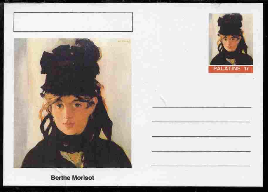 Palatine (Fantasy) Personalities - Berthe Morisot postal stationery card unused and fine, stamps on personalities, stamps on arts, stamps on morisot