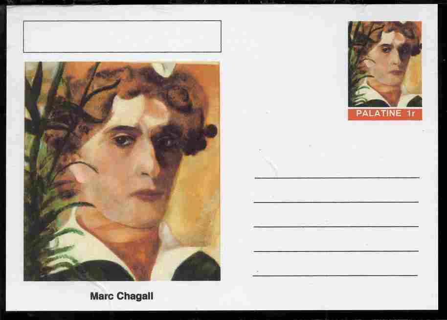 Palatine (Fantasy) Personalities - Marc Chagall postal stationery card unused and fine, stamps on personalities, stamps on arts, stamps on chagall