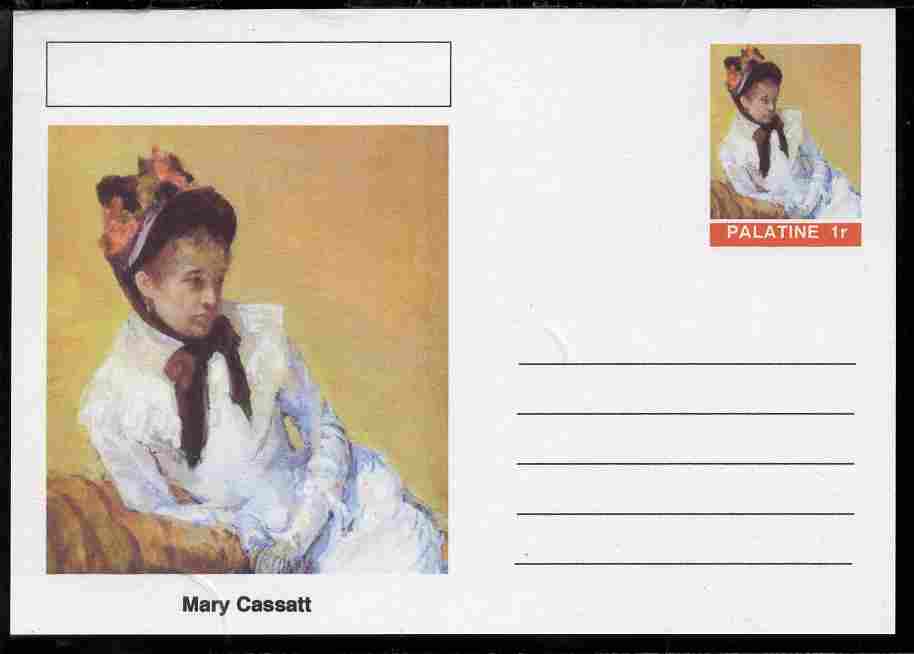 Palatine (Fantasy) Personalities - Mary Cassatt postal stationery card unused and fine, stamps on , stamps on  stamps on personalities, stamps on  stamps on arts, stamps on  stamps on cassatt