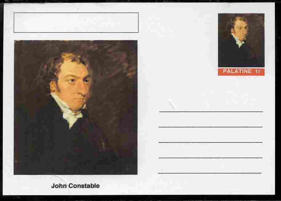 Palatine (Fantasy) Personalities - John Constable postal stationery card unused and fine, stamps on personalities, stamps on arts, stamps on constable