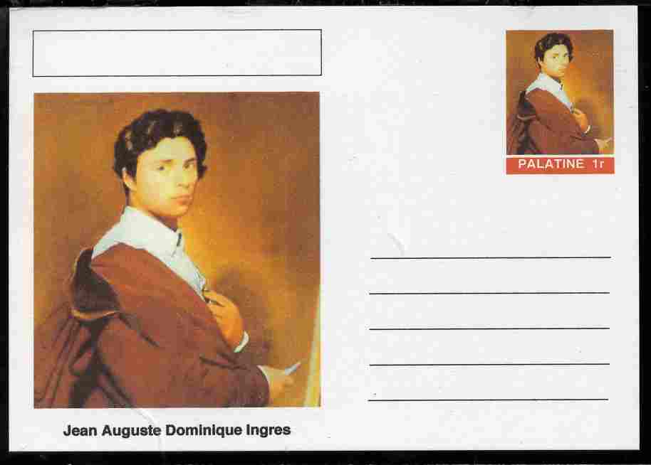 Palatine (Fantasy) Personalities - Jean Auguste Dominique Ingres postal stationery card unused and fine, stamps on , stamps on  stamps on personalities, stamps on  stamps on arts, stamps on  stamps on ingres