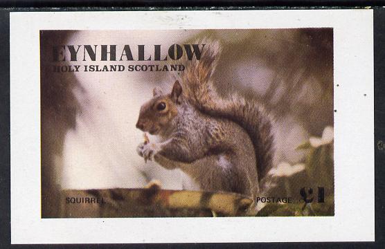 Eynhallow 1977 Squirrel imperf souvenir sheet (£1 value) unmounted mint, stamps on animals       squirrels     rodents