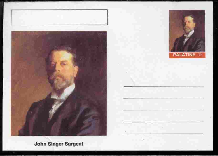 Palatine (Fantasy) Personalities - John Singer Sargent postal stationery card unused and fine, stamps on , stamps on  stamps on personalities, stamps on  stamps on arts, stamps on  stamps on sargent