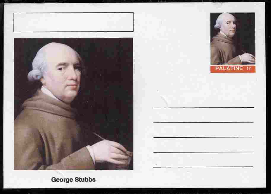 Palatine (Fantasy) Personalities - George Stubbs postal stationery card unused and fine, stamps on personalities, stamps on arts, stamps on stubbs, stamps on horses