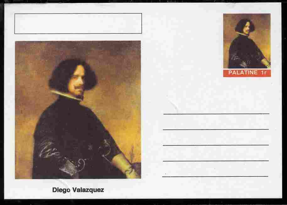 Palatine (Fantasy) Personalities - Diego Valazquez postal stationery card unused and fine, stamps on personalities, stamps on arts, stamps on valazquez