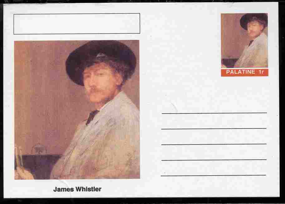 Palatine (Fantasy) Personalities - James Whistler postal stationery card unused and fine, stamps on personalities, stamps on arts, stamps on whistler