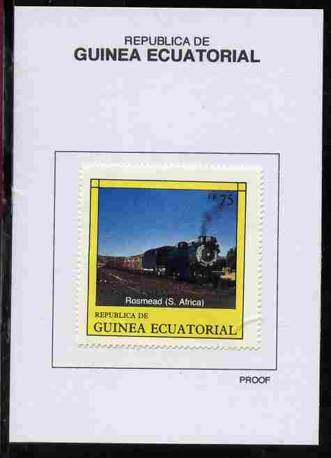 Equatorial Guinea 1977 Locomotives 75EK Rosmead (S Africa) proof in issued colours mounted on small card - as Michel 1151, stamps on , stamps on  stamps on railways