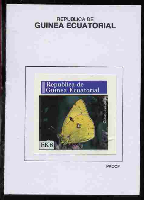 Equatorial Guinea 1976 Butterflies 8EK Colias australis proof in issued colours mounted on small card - as Michel 967, stamps on butterflies