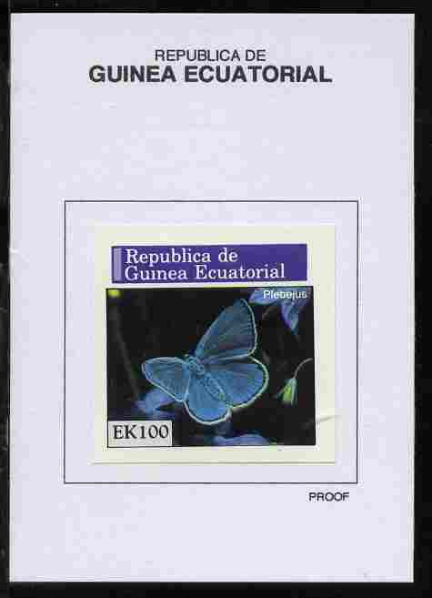 Equatorial Guinea 1976 Butterflies 100EK Plebejus proof in issued colours mounted on small card - as Michel 971, stamps on , stamps on  stamps on butterflies