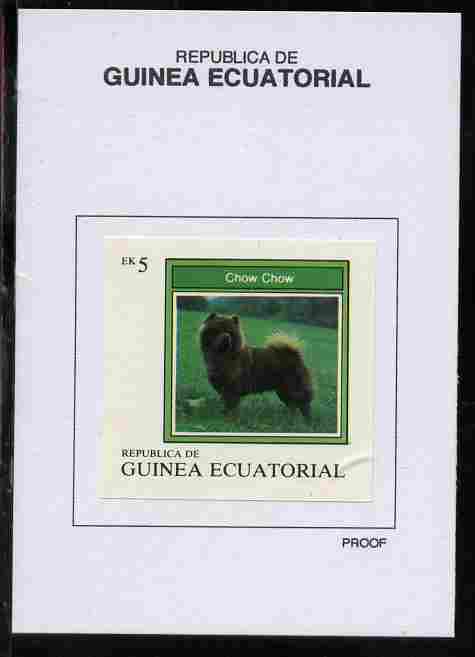 Equatorial Guinea 1977 Dogs 5EK Chow Chow proof in issued colours mounted on small card - as Michel 1131, stamps on , stamps on  stamps on dogs, stamps on  stamps on chow