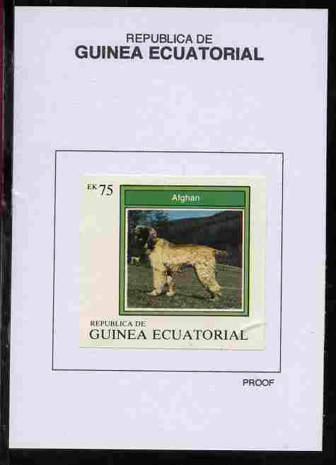 Equatorial Guinea 1977 Dogs 75EK Afghan proof in issued colours mounted on small card - as Michel 1135