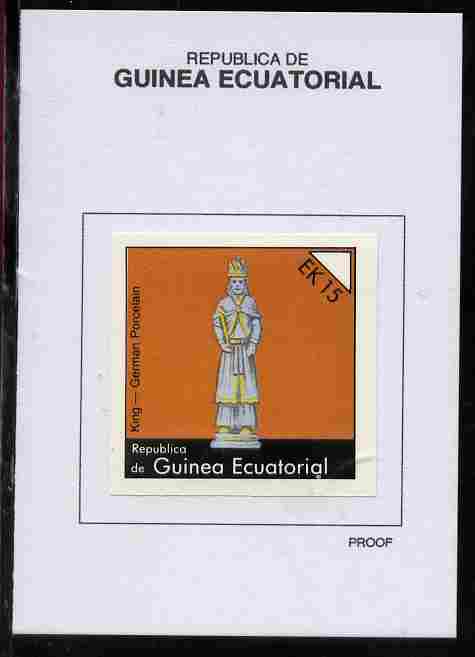 Equatorial Guinea 1976 Chessmen 15EK King (German Porcelain) proof in issued colours mounted on small card - as Michel 960, stamps on , stamps on  stamps on chess