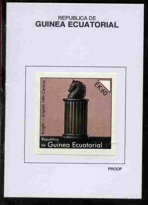 Equatorial Guinea 1976 Chessmen 60EK Knight (English 19th Century) proof in issued colours mounted on small card - as Michel 962, stamps on , stamps on  stamps on chess