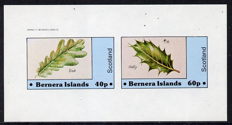 Bernera 1982 Tree Leaves (Oak & Holly) imperf  set of 2 values (40p & 60p) unmounted mint , stamps on , stamps on  stamps on trees